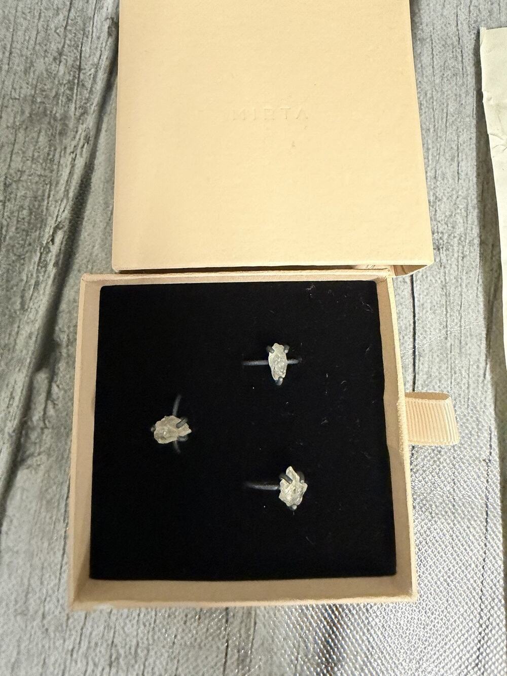Set Of 3 Mirta Oregon Sunstone Rough Cut Rings Sz 4 Dainty Minimalist